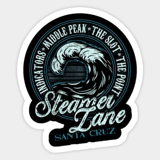 Steamer Lane Retro Wave Circle - Beach Gift Sticker